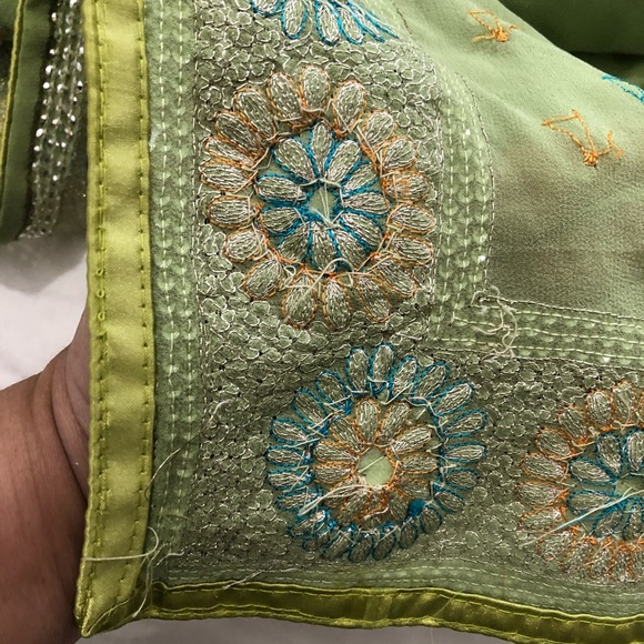 Georgette saree in pistachio green Vintage [firm] - Picture 10 of 15